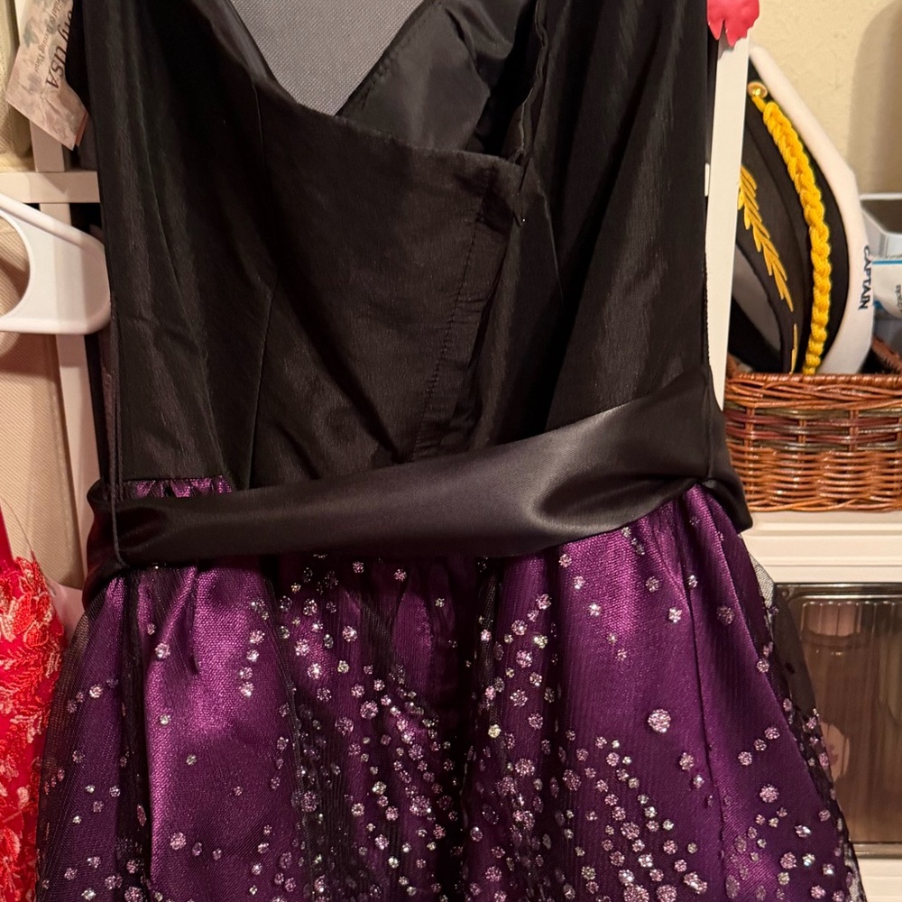 Elegant Black and Purple Evening Dress